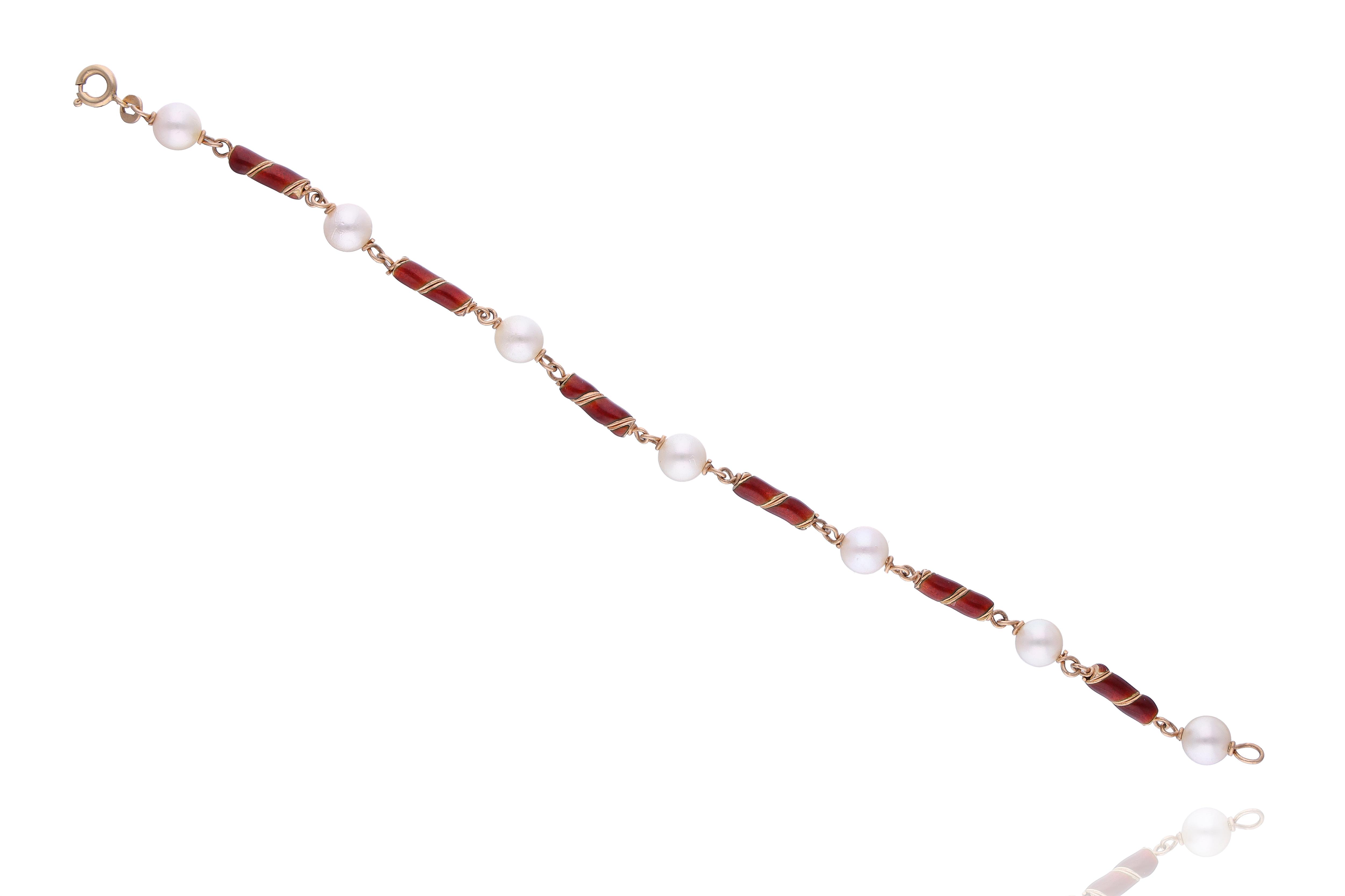 Bracciale con perle coltivate e smalti - Asta Preziosi