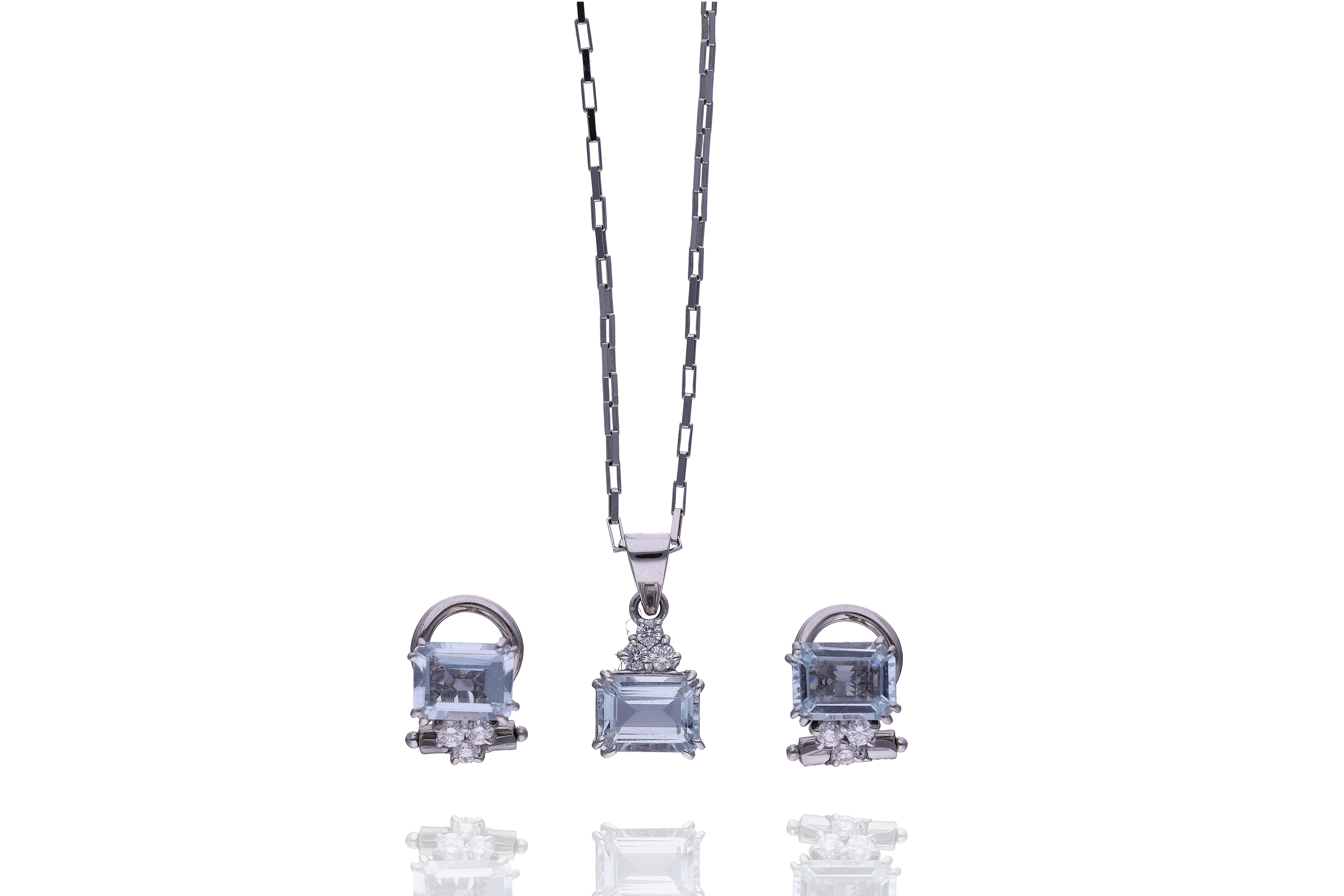 Parure con acquemarine e diamanti - Asta Preziosi