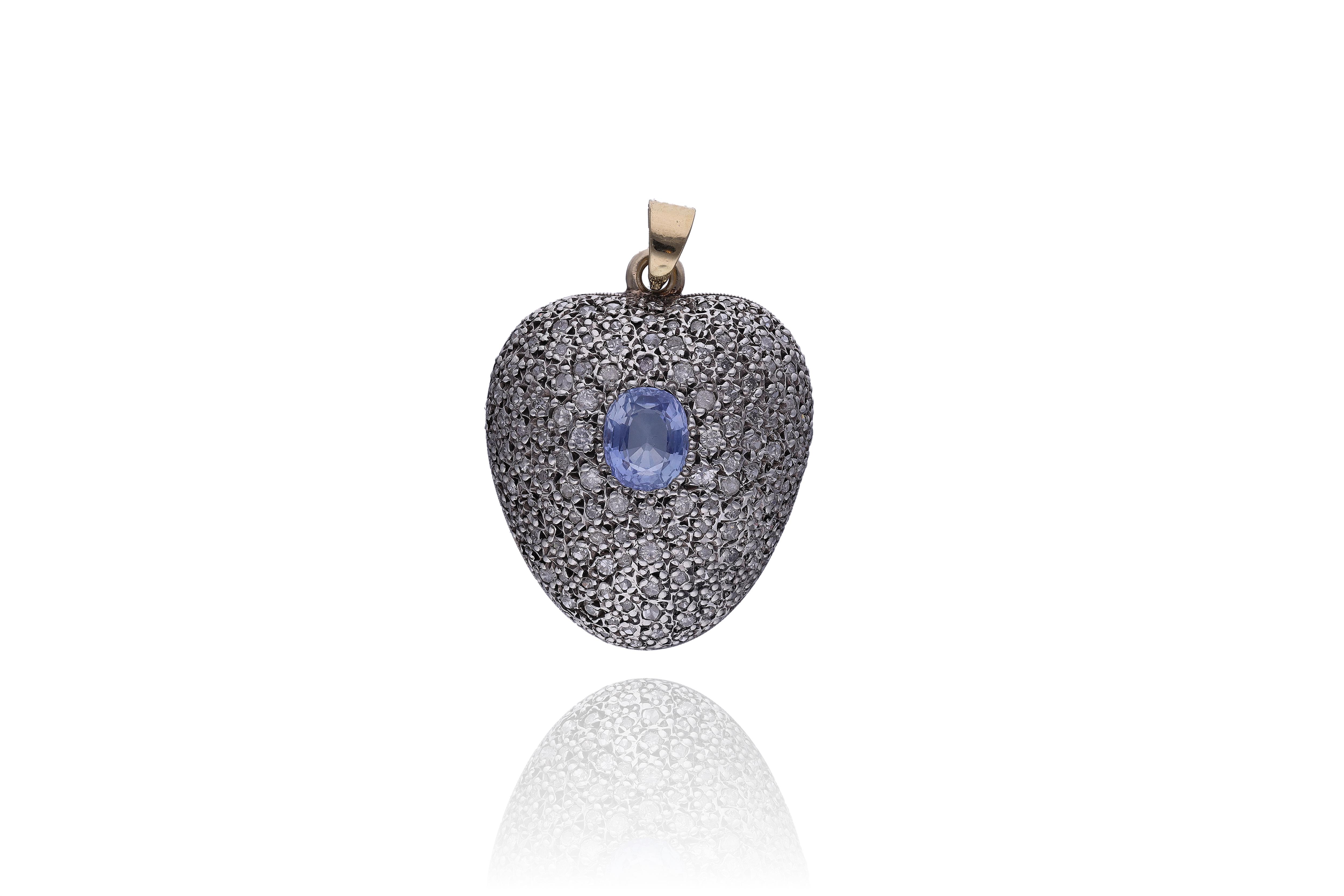 Ciondolo con zaffiro, diamanti e pietra - Asta Preziosi
