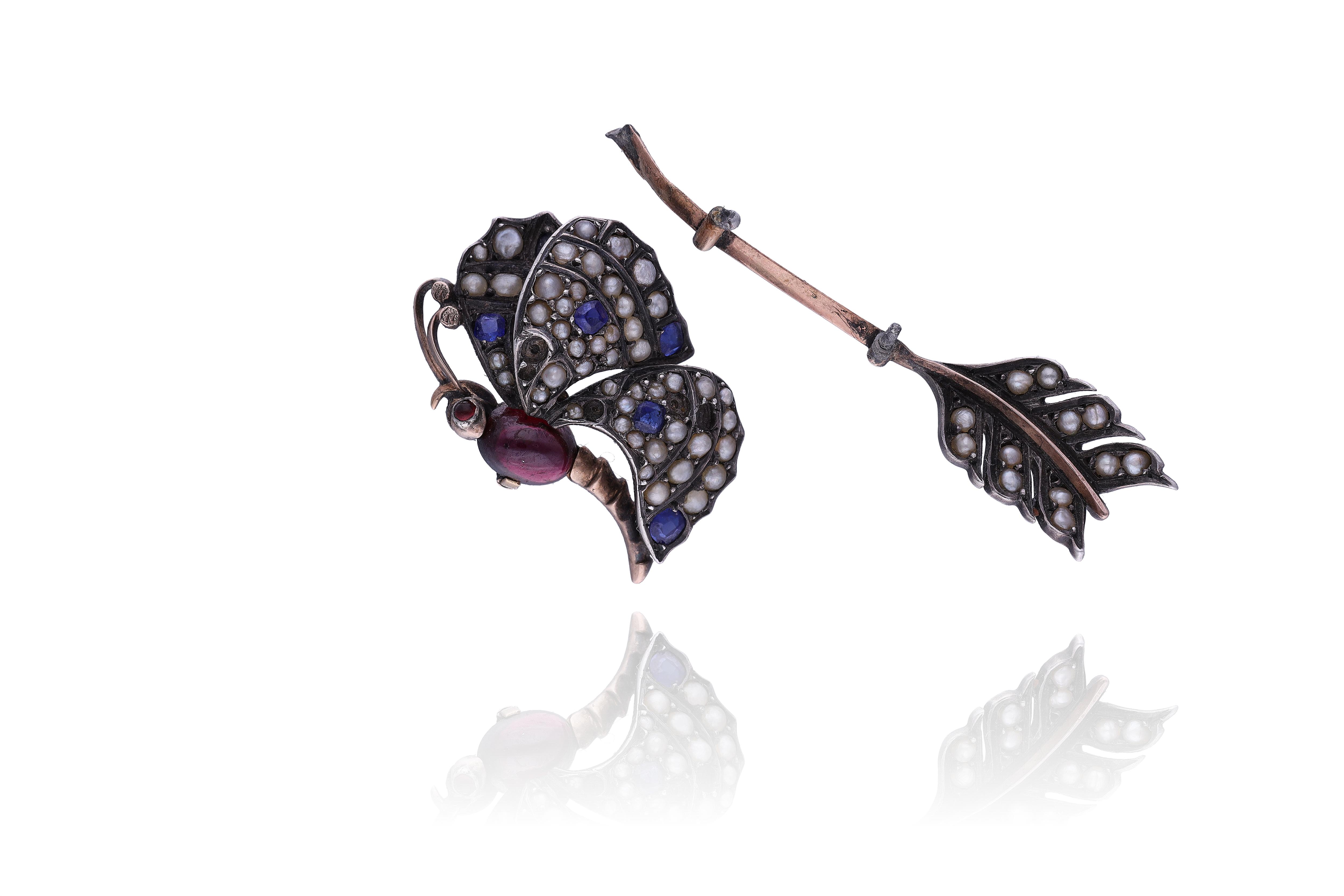 Spilla con microperle e pietre - Asta Preziosi