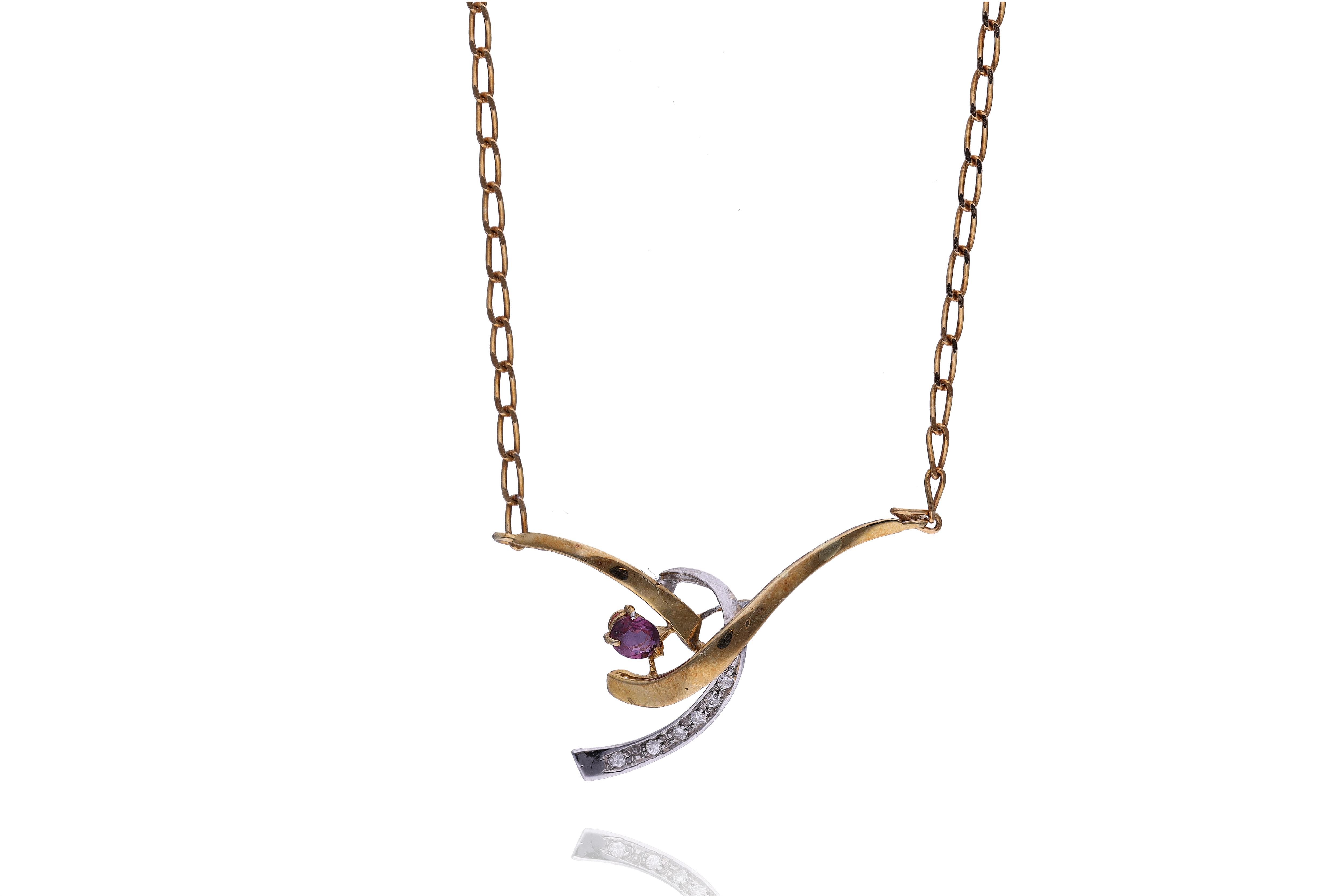 Collana con diamanti e rubino - Asta Preziosi