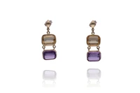 Orecchini con quarzi gialli e ametiste - Asta Preziosi Orecchini con quarzi gialli e ametiste - Asta Preziosi