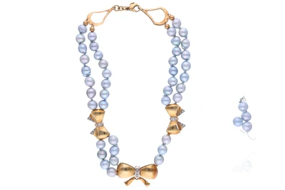 Collana di perle coltivate e diamanti - Asta Preziosi