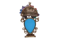 Spilla/ciondolo con turchese trattato e pietre - Asta Preziosi