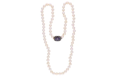 Collana di perle coltivate, diamanti, smalto - Asta Preziosi