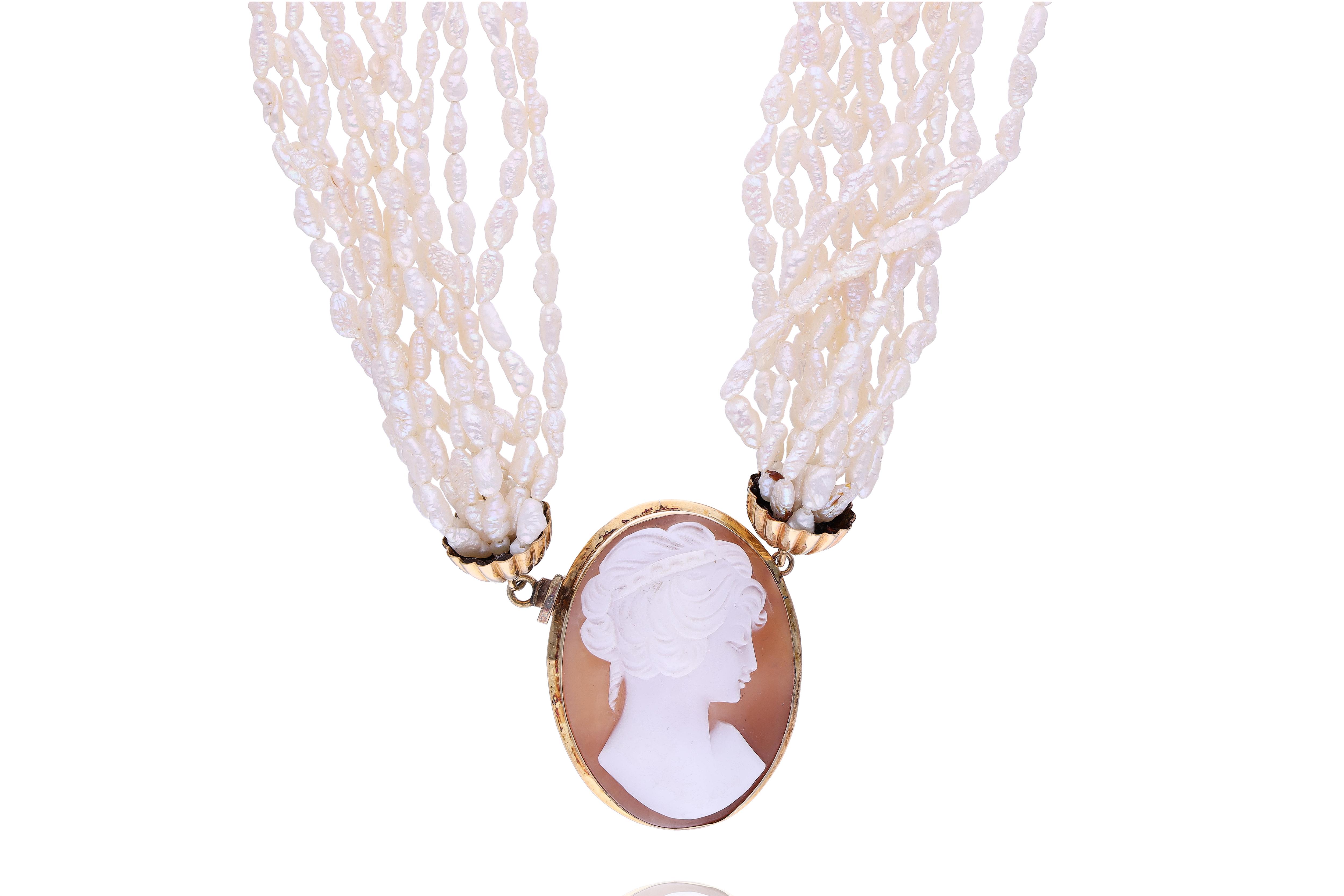 Torchon di perle coltivate e cammeo - Asta Preziosi