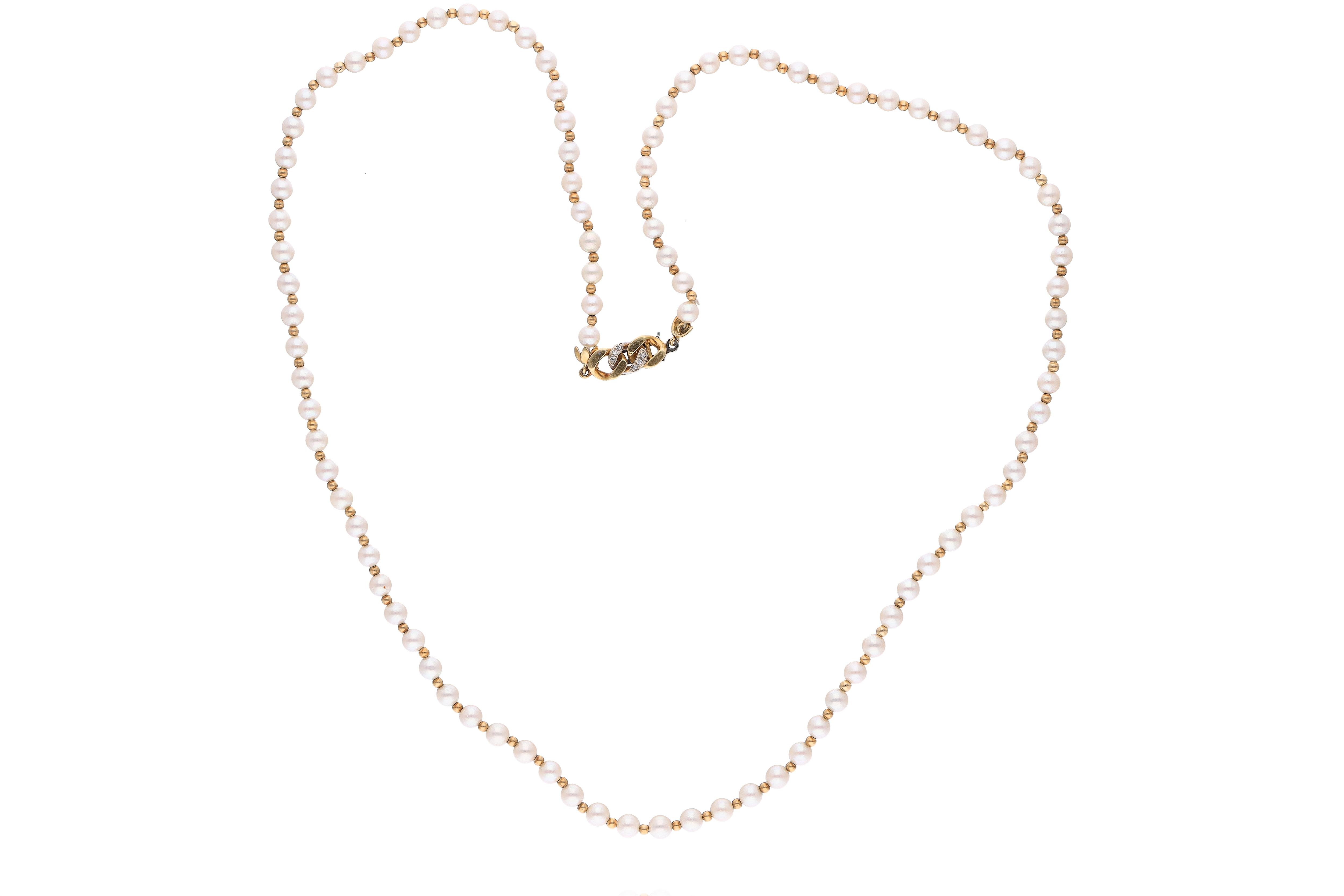 Collana di perle coltivate con diamanti - Asta Preziosi Collana di perle coltivate con diamanti - Asta Preziosi