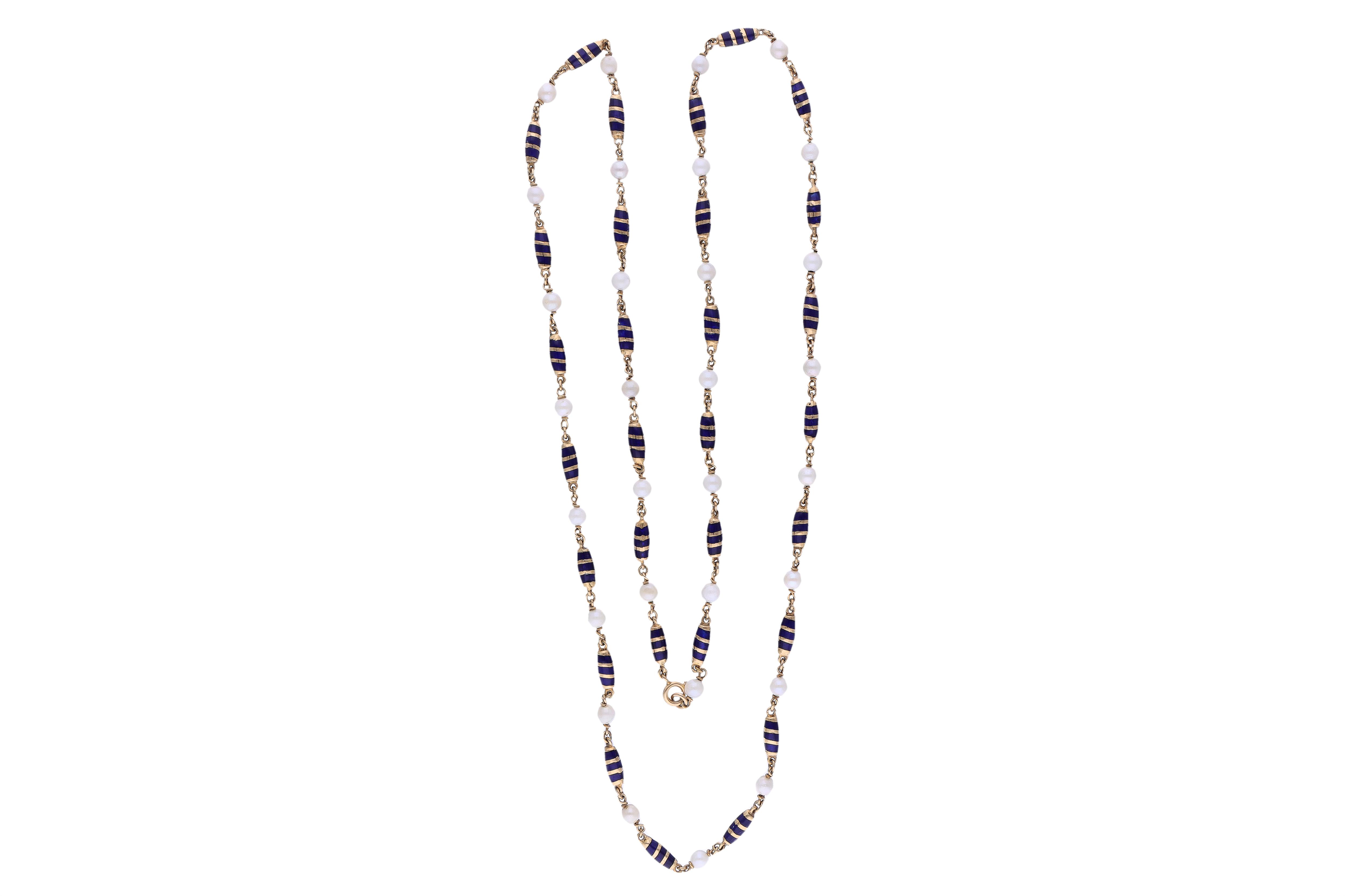 Collana con perle coltivate e smalti - Asta Preziosi