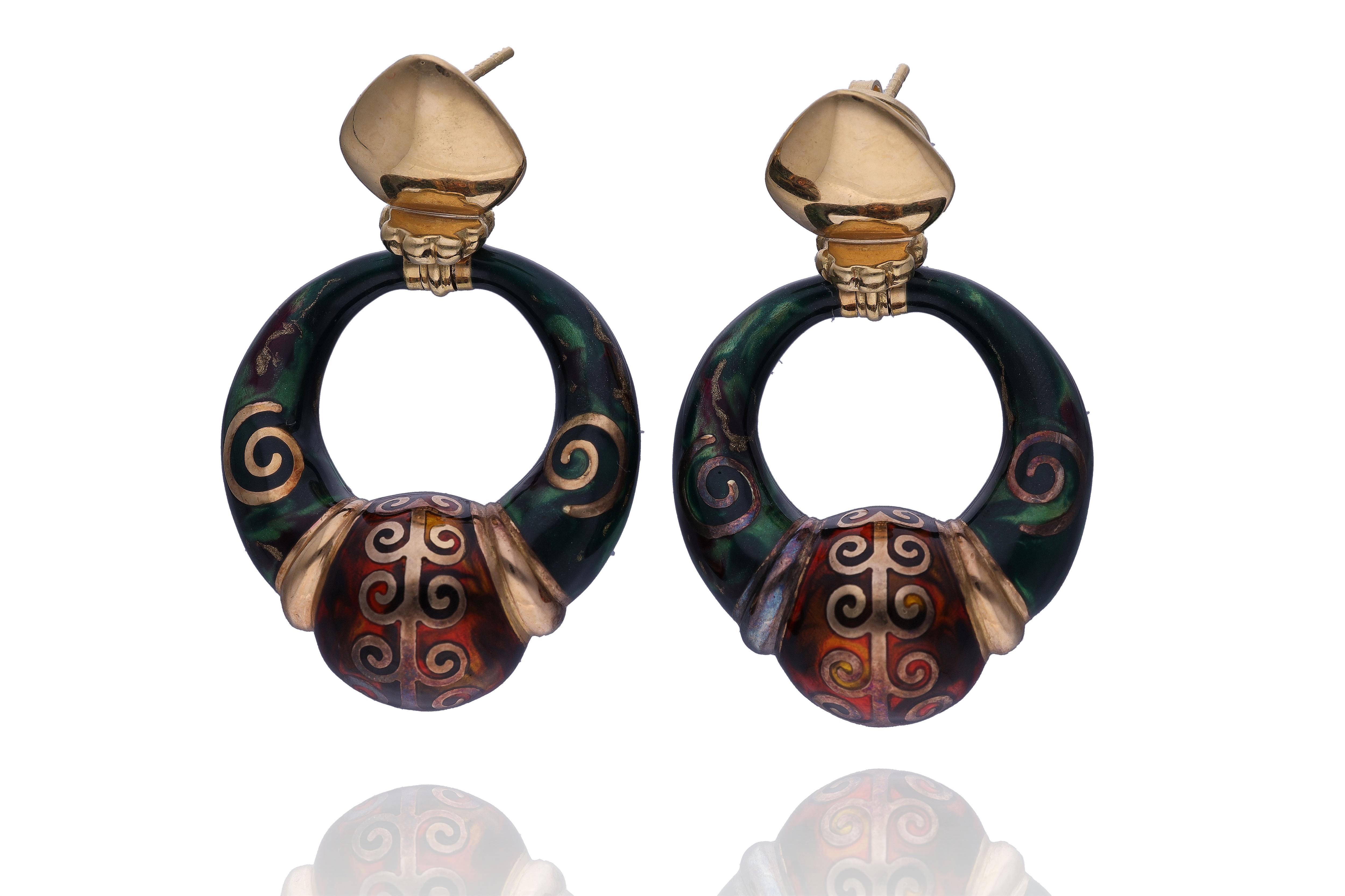 Fidia, orecchini con smalti - Asta Preziosi