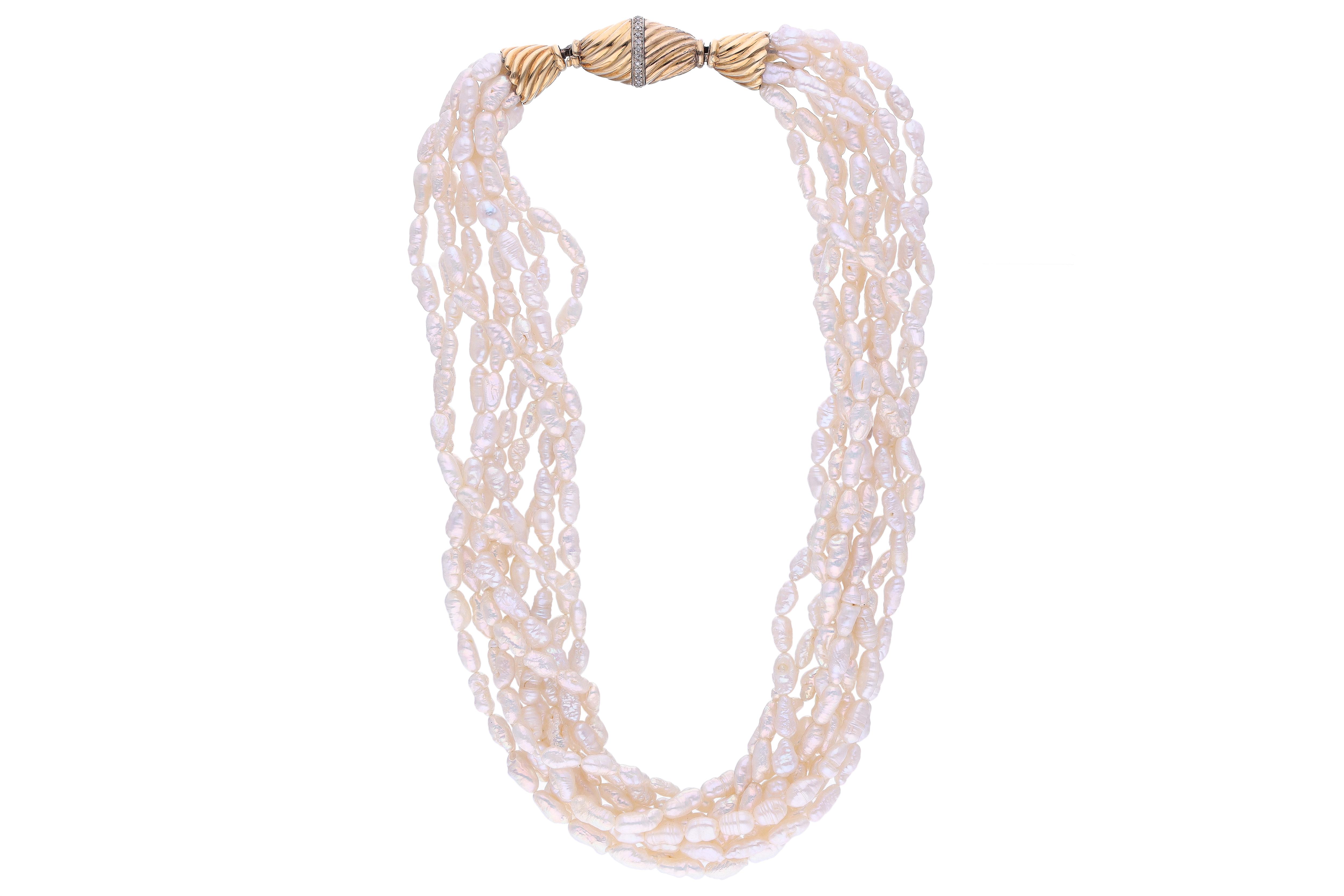 Torchon di perle coltivate e diamanti - Asta Preziosi Torchon di perle coltivate e diamanti - Asta Preziosi