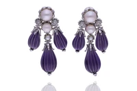 Orecchini con perle coltivate, ametiste e diamanti - Asta Preziosi Orecchini con perle coltivate, ametiste e diamanti - Asta Preziosi