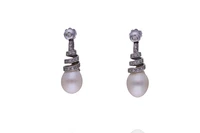 Orecchini con perle coltivate e diamanti - Asta Preziosi