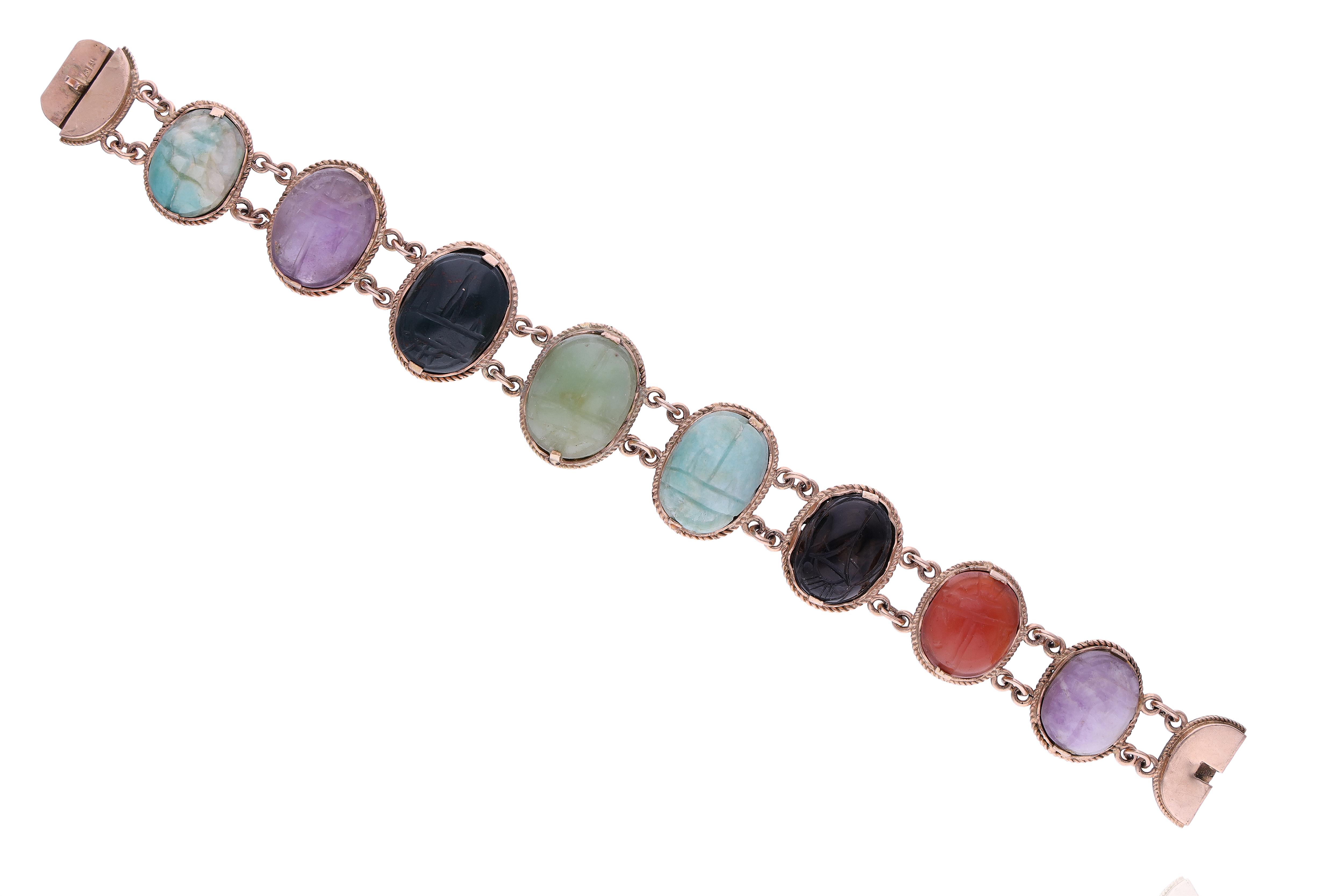 Bracciale con ametiste, calcedoni, amazzonite e pietre - Asta Preziosi