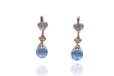 Paio di orecchini con topazi e pietre - Asta Preziosi