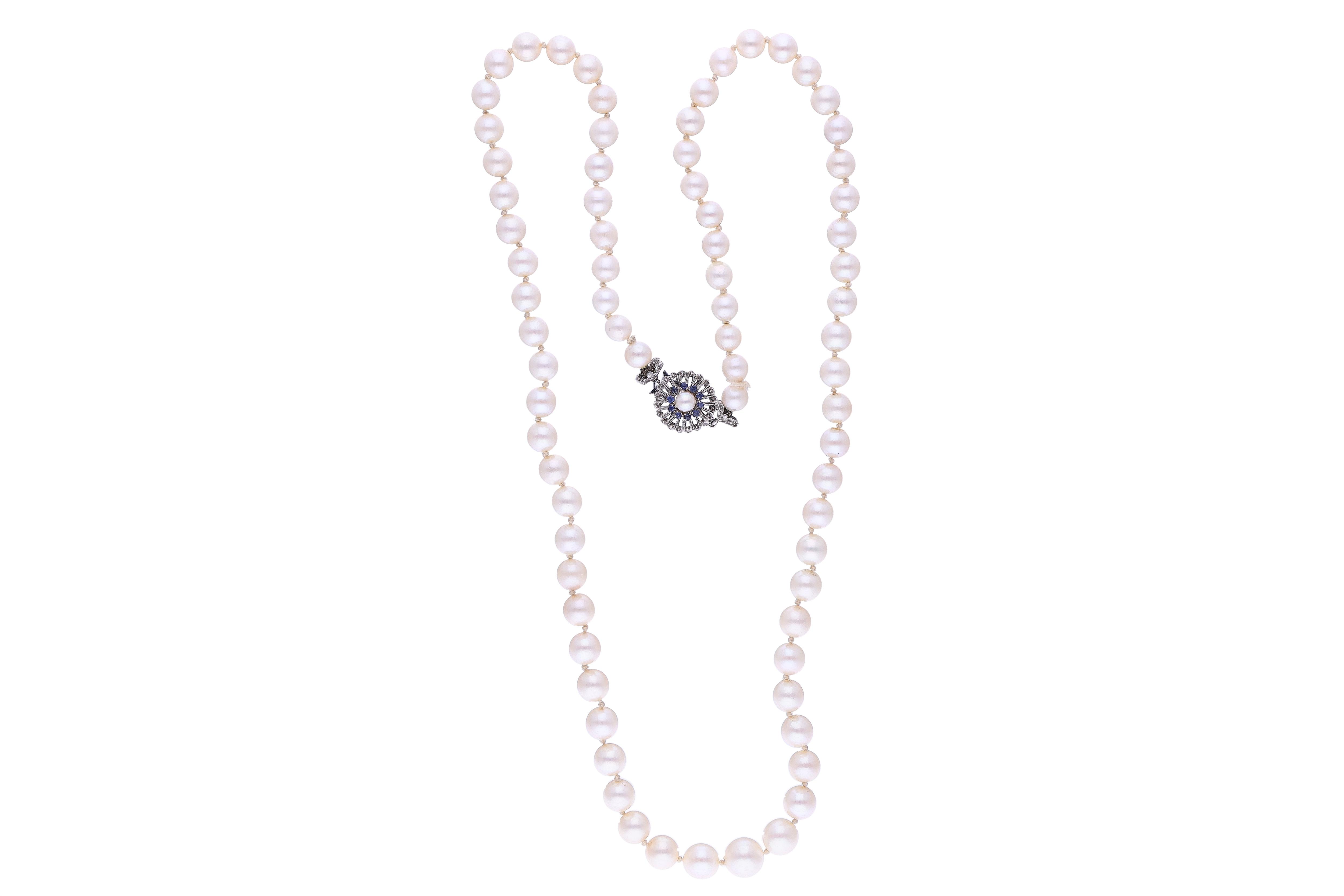 Collana perle coltivate con zaffiri - Asta Preziosi