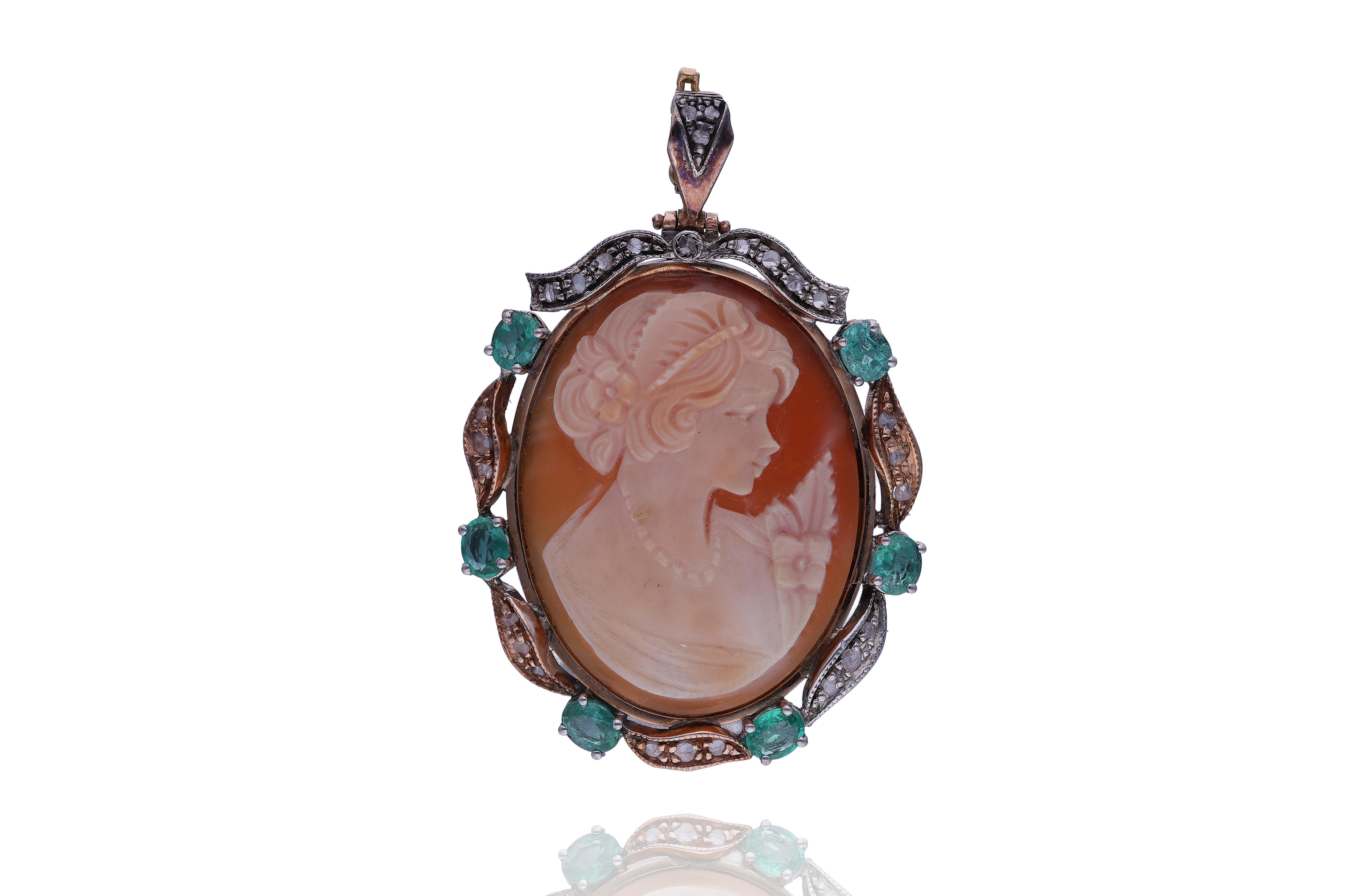 Pendente con cammeo, smeraldi e diamanti - Asta Preziosi Pendente con cammeo, smeraldi e diamanti - Asta Preziosi