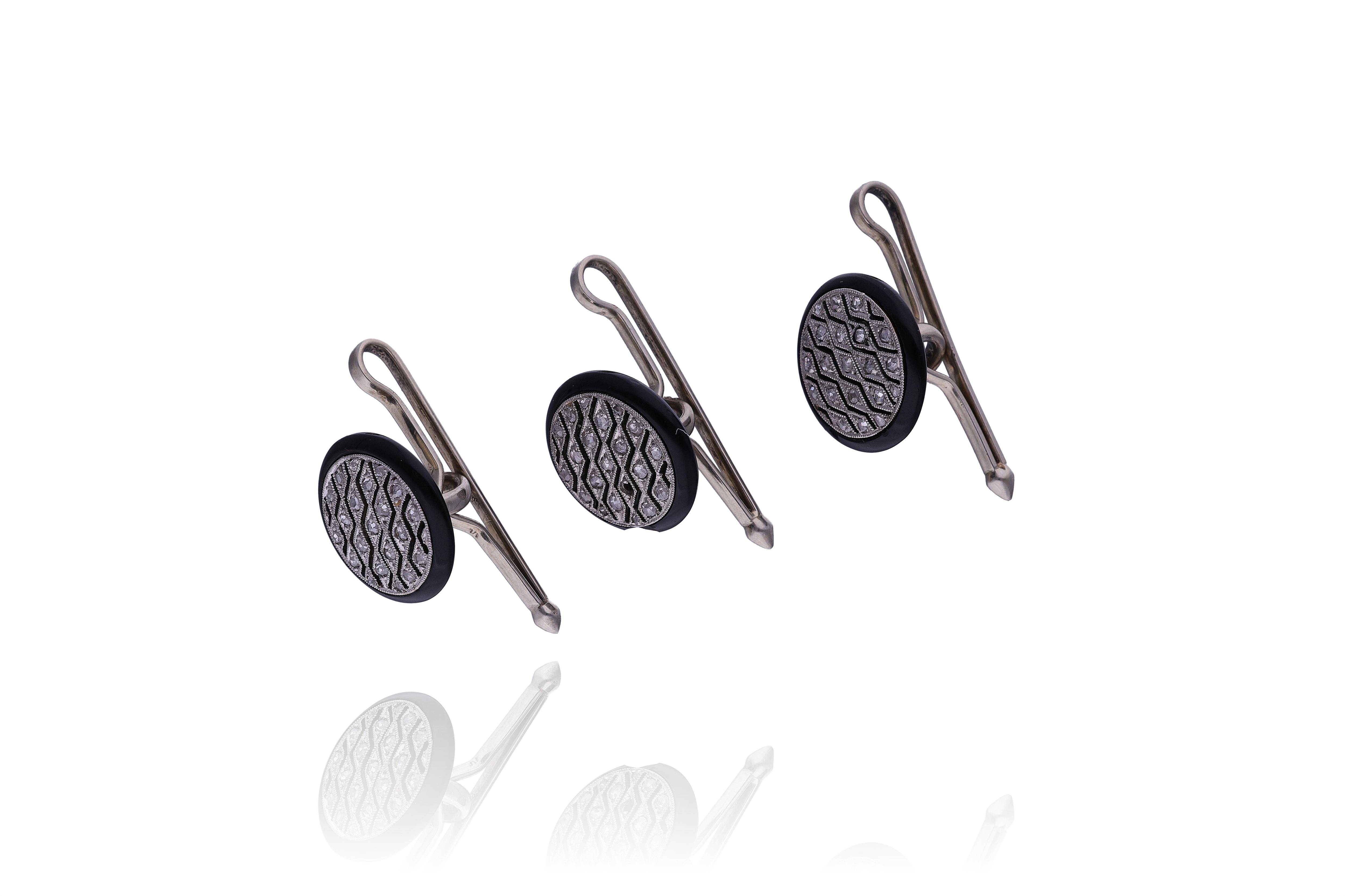 Tre gemelli con diamanti e pietre - Asta Preziosi