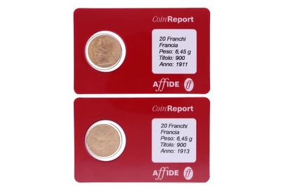 Due monete, 20 Franchi francesi - Asta Preziosi