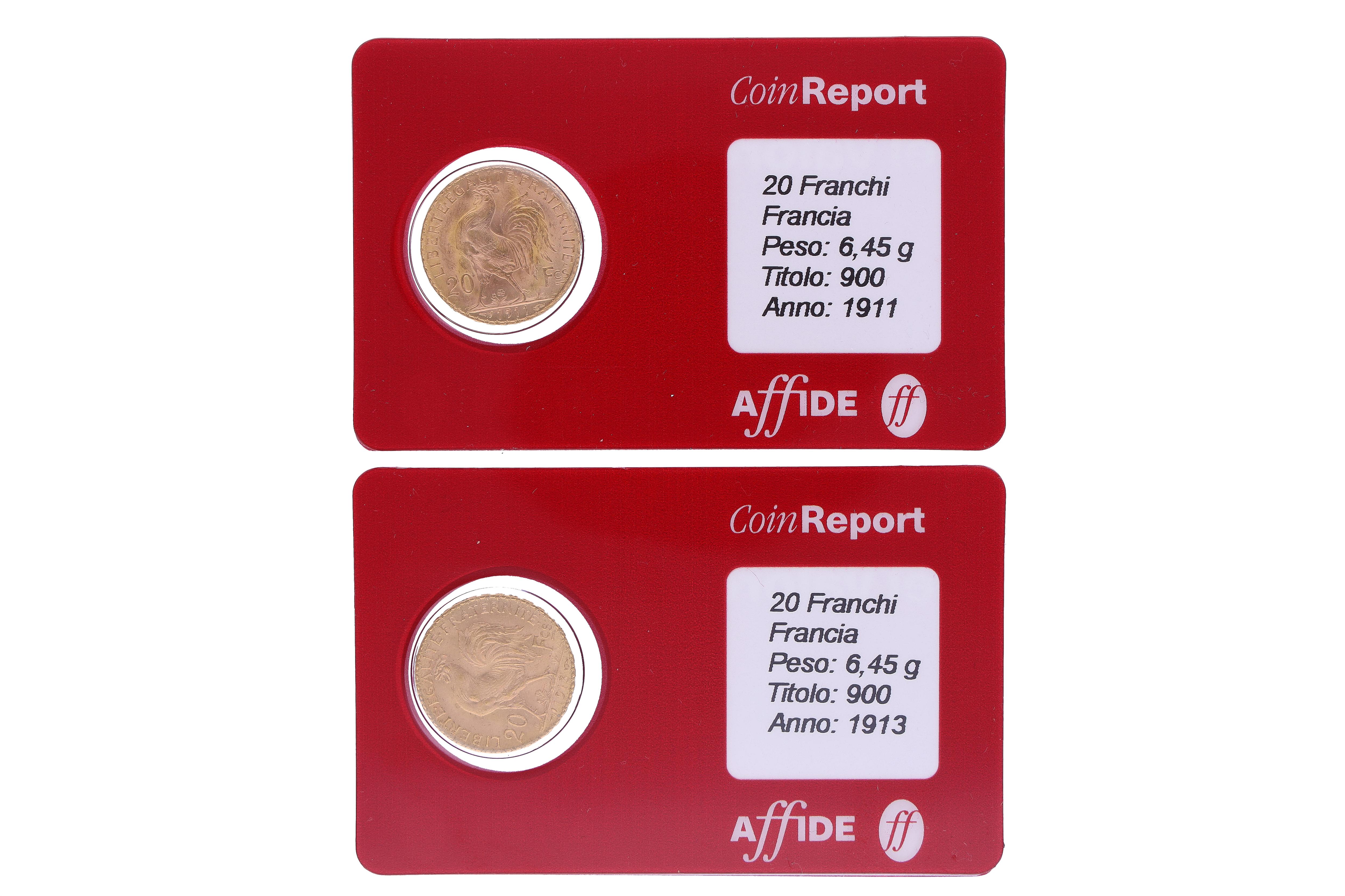 Due monete, 20 Franchi francesi - Asta Preziosi