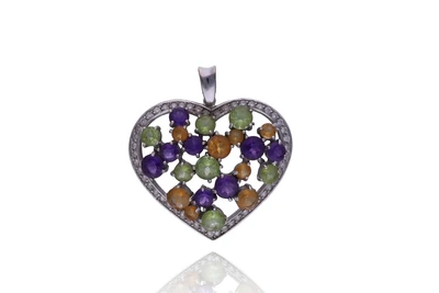 Ciondolo con ametiste, quarzi, peridoti e pietre - Asta Preziosi