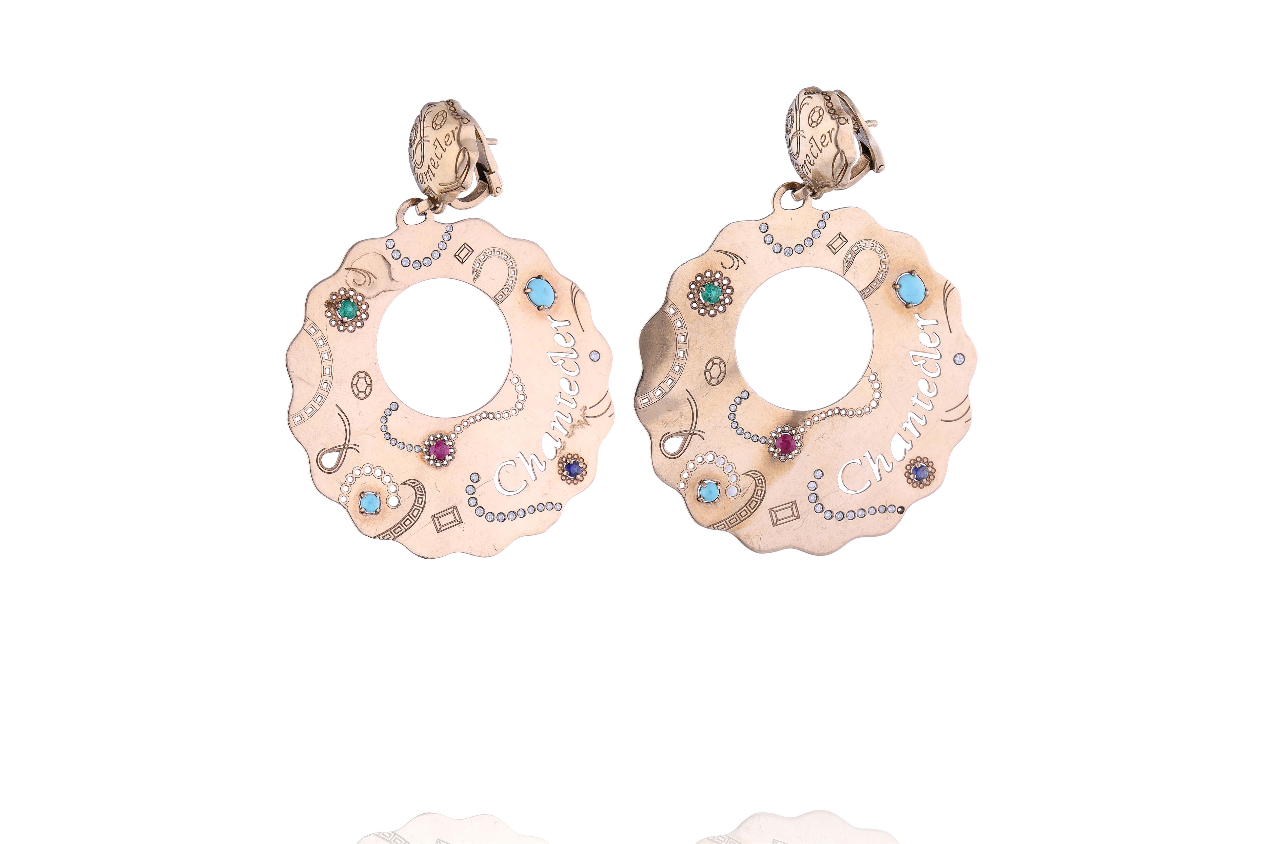 Chantecler Suamem orecchini con diamanti, zaffiri, rubini, smeraldi e pietre - Asta Preziosi