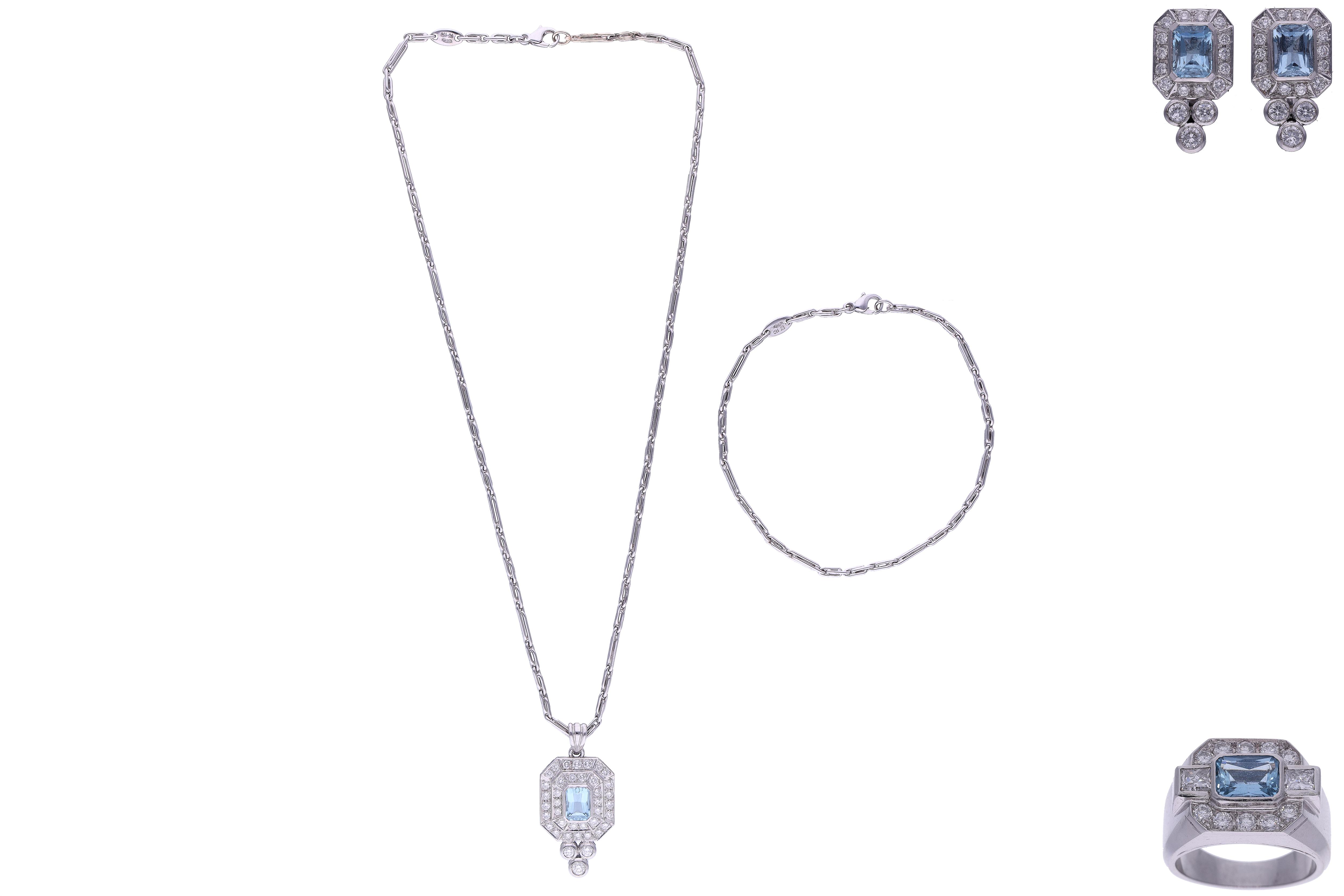 Parure con diamanti e acquemarine - Asta Preziosi