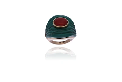 Anello con malachite e corallo - Asta Preziosi