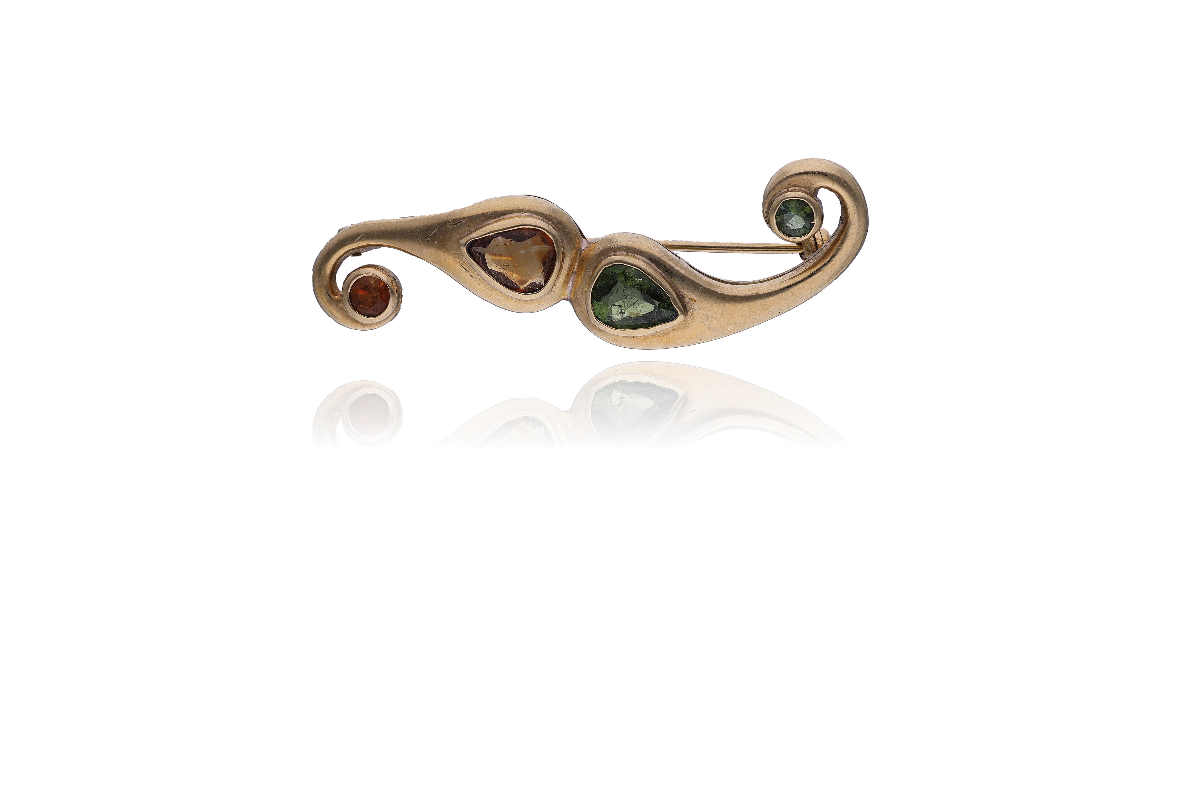 Spilla con quarzi e tormaline - Asta Preziosi