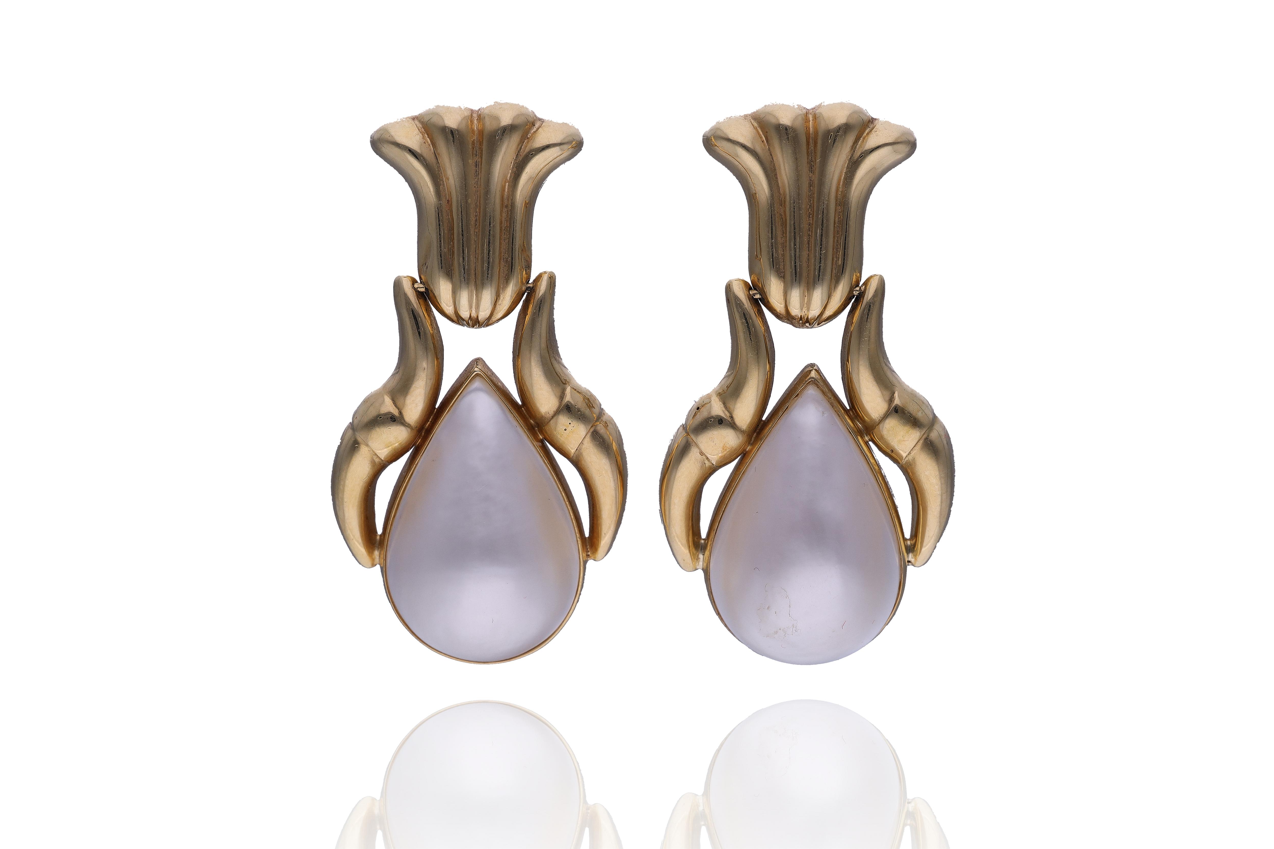 Orecchini con perle mabè in oro - Asta Preziosi