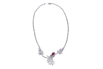 Collana con rubino e diamanti - Asta Preziosi