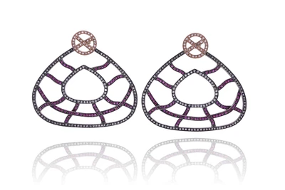 Orecchini con diamanti, rubini e pietre - Asta Preziosi