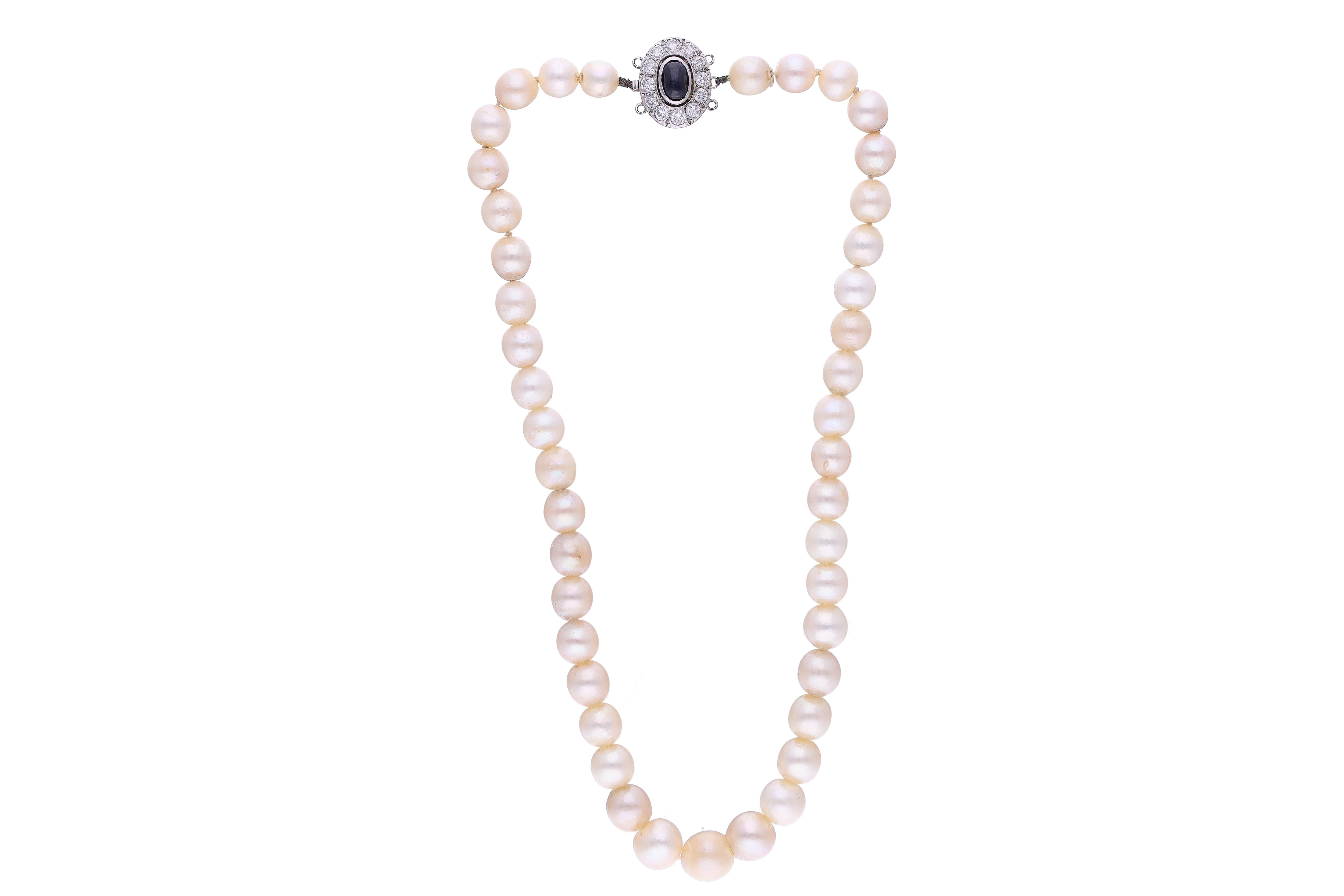Collana di perle, diamanti e zaffiro - Asta Preziosi