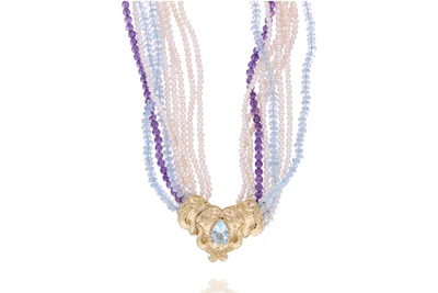 Collana con quarzi, ametiste, perle coltivate, topazio - Asta Preziosi