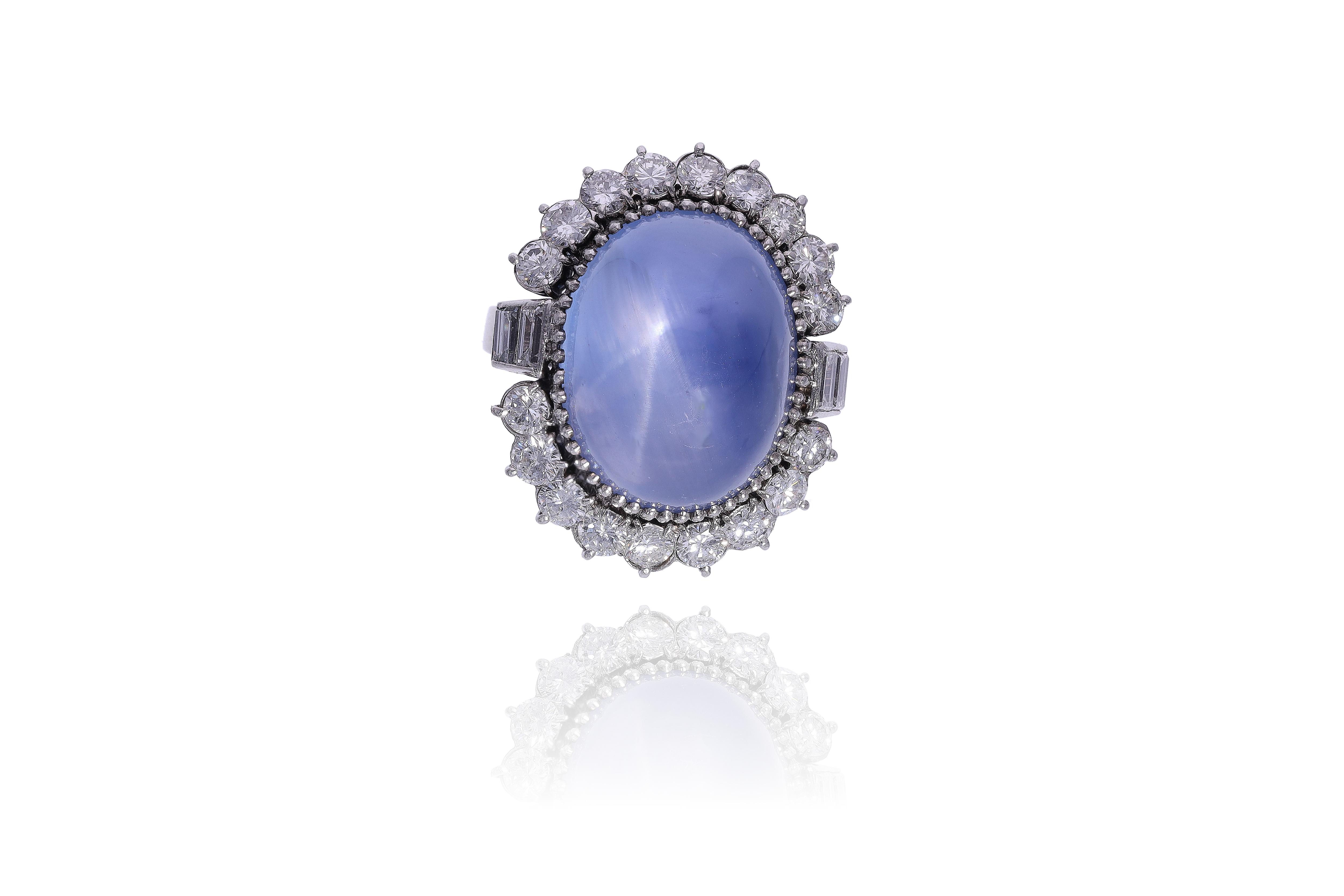 Anello con zaffiro stellato e diamanti - Asta Preziosi