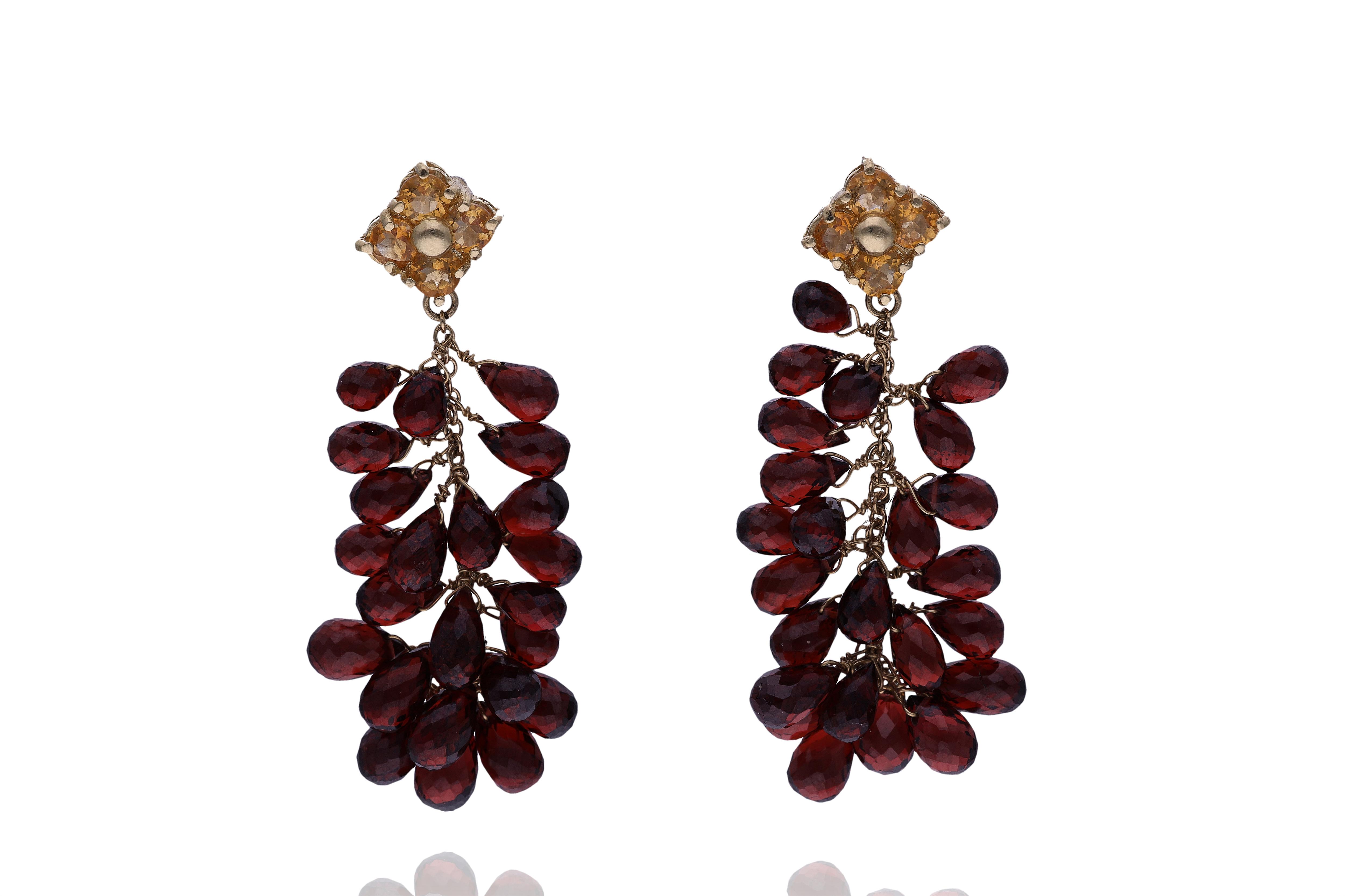 Orecchini con quarzi e granati - Asta Preziosi