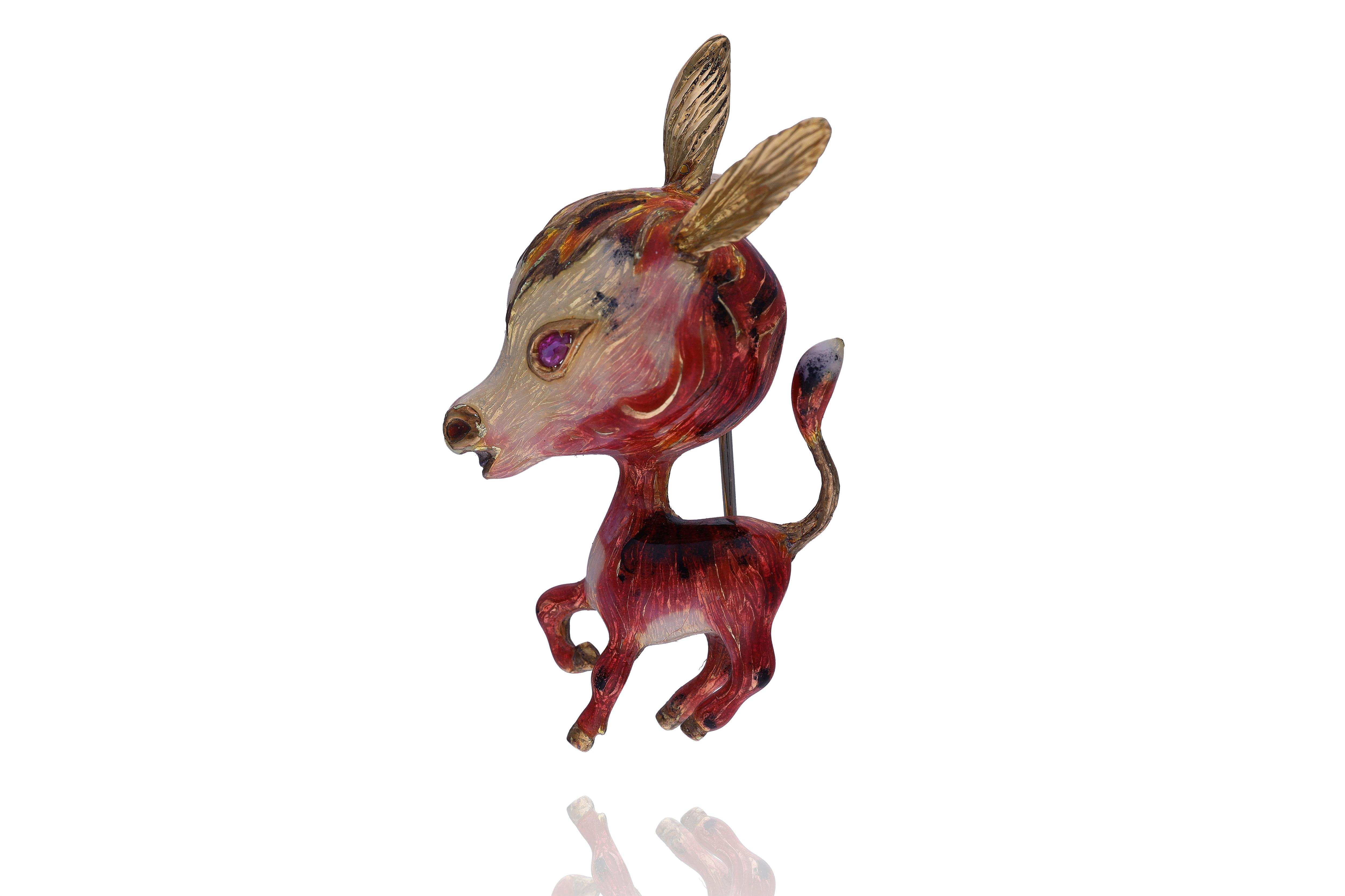 Spilla con pietra e smalti - Asta Preziosi