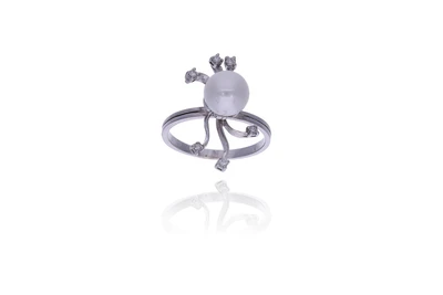 Anello con diamanti e perla coltivata - Asta Preziosi