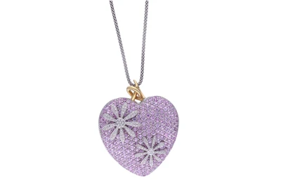 Collana con ciondolo con diamanti, zaffiri rosa e pietre - Asta Preziosi