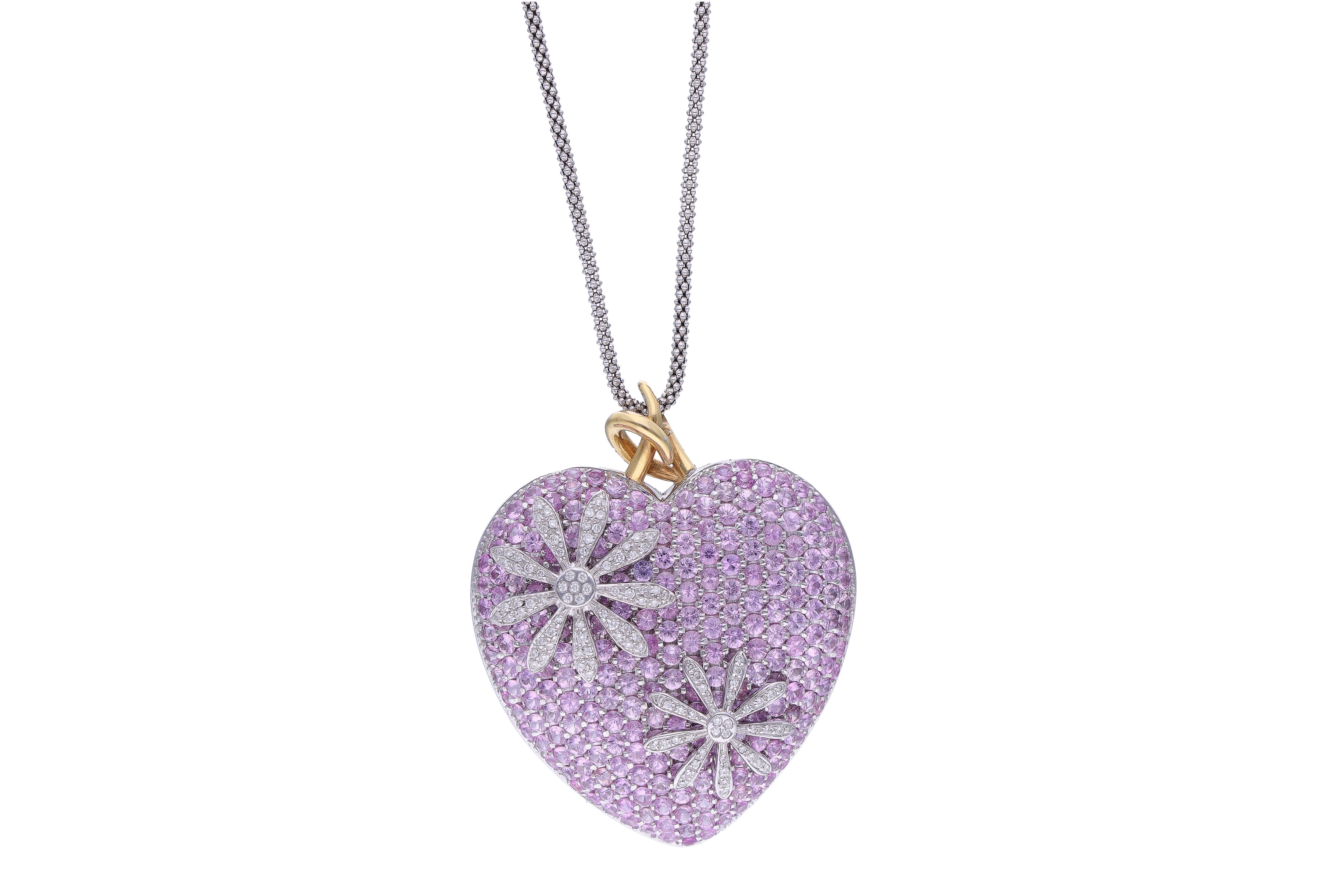Collana con ciondolo con diamanti, zaffiri rosa e pietre - Asta Preziosi