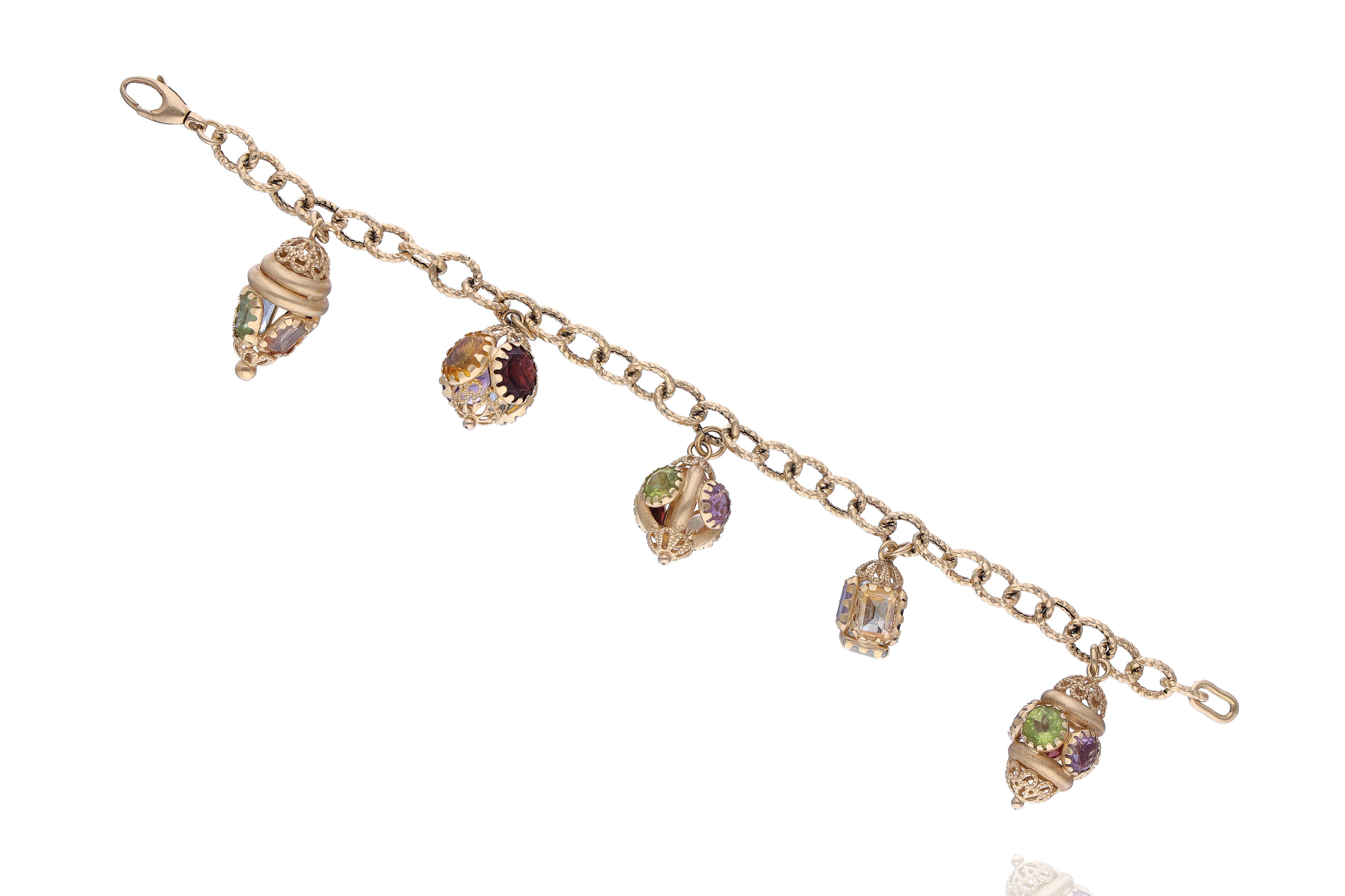 Bracciale con 5 ciondoli con pietre - Asta Preziosi
