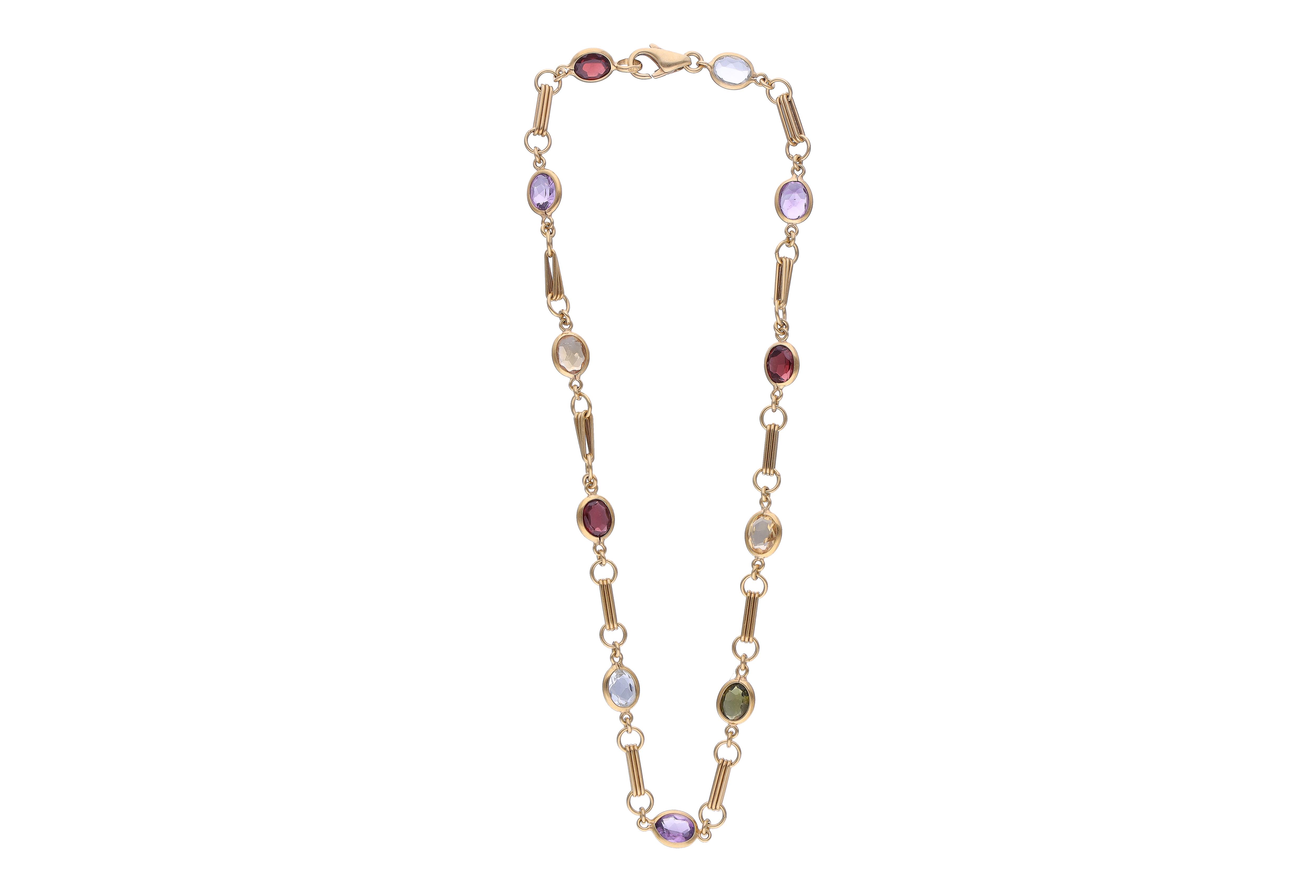 Collana con ametiste, granati, acquemarine - Asta Preziosi