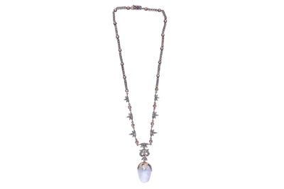 Collana con diamanti, rubino e perla coltivata - Asta Preziosi