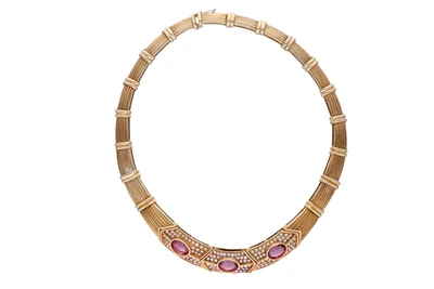 Collana con tormaline e diamanti - Asta Preziosi