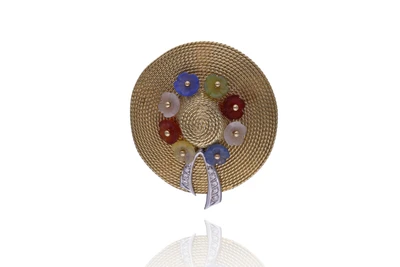 Spilla con pietre e diamanti - Asta Preziosi