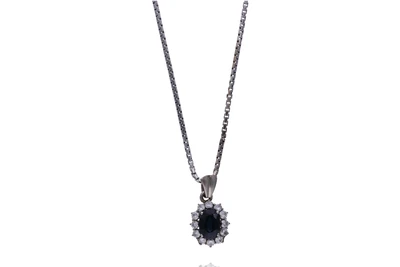 Collana con ciondolo con zaffiro e diamanti - Asta Preziosi
