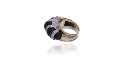 Anello con diamanti, quarzo e calcedonio - Asta Preziosi