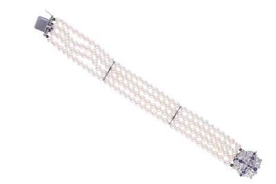 Bracciale di perle coltivate con zaffiri - Asta Preziosi