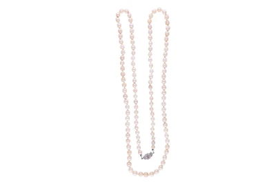 Collana di perle coltivate, diamanti e pietra - Asta Preziosi