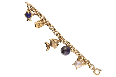 Bracciale con pendenti con smalti, pietre e perla mabe' - Asta Preziosi