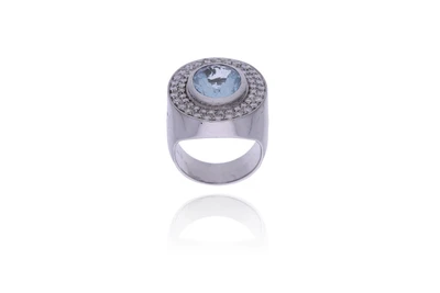 Anello con acquamarina e diamanti - Asta Preziosi